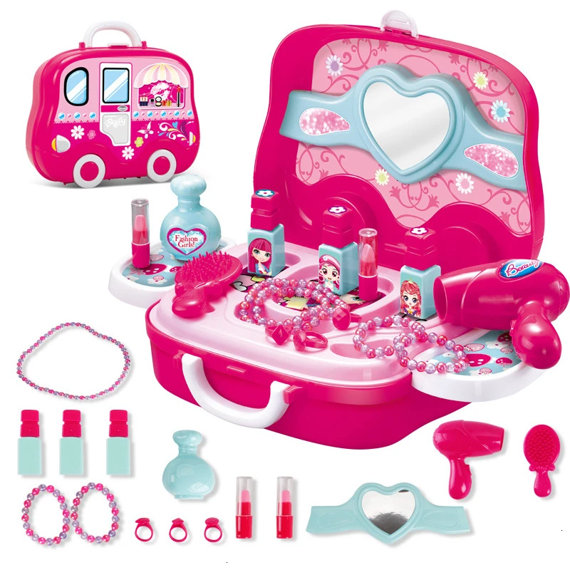Детские игрушки для кухни имитаций врача/макияж/приготовления пищи/инструменты игрушки портативный чемодан ролевые игры игрушки для детей Подарки - Цвет: 1Set Make Up Toy