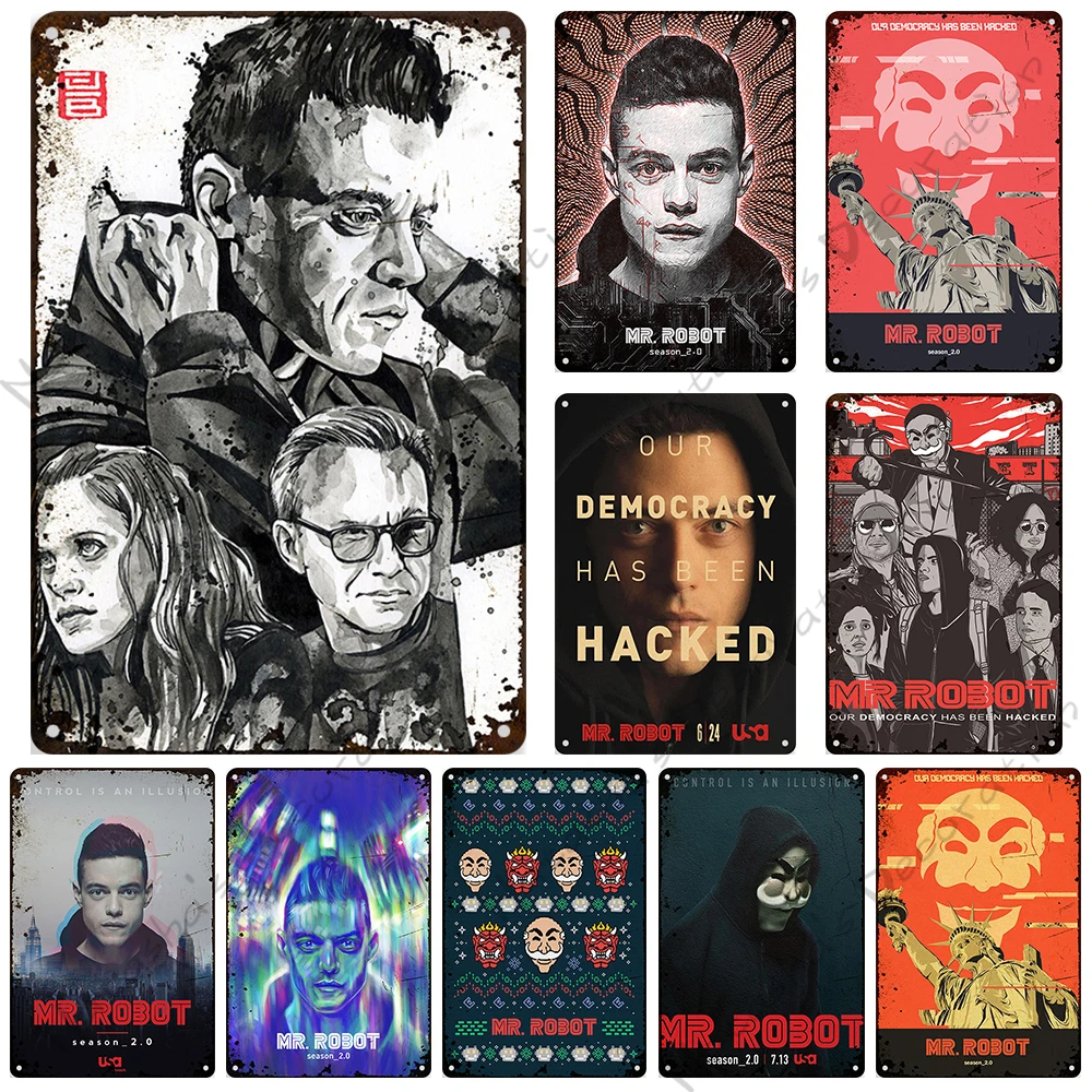 Mr Robot Movie Poster Poster In Metallo Piatto Decorativo Bar Garage Wall Plate Metal Tin Sign Industrial Decor Targa In Metallo Vintage