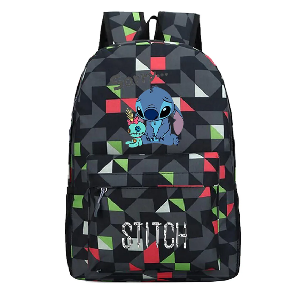 2021 New Disney Star Baby Stitch Printed Pattern School Bag Wild Backpack Creative Travel Bag Red White Student School  Backpack
