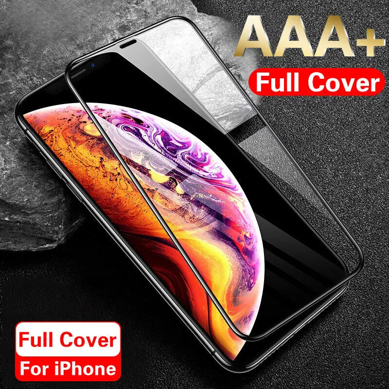 

AAA+ Screen Protector For iPhone X XS XR 11 PRO MAX Full Cover Tempered Glass On iPhone 6 6s 7 8 Plus X XS MAX Protective Film