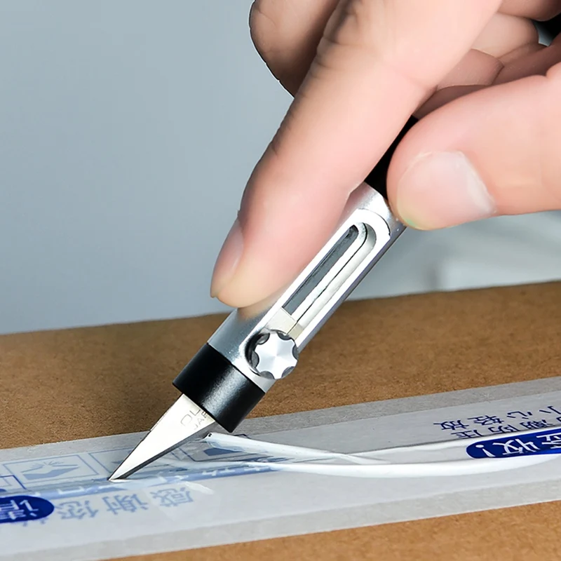 Горячий канцелярский нож выдвижной высокопрочная углеродная сталь пакет почтовый ящик открывалка брелок с защелкой и кольцом инструмент