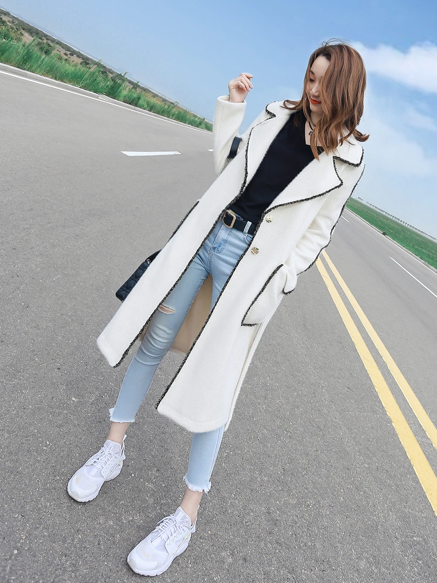 KMETRAM, осенне-зимняя женская куртка, шерстяное пальто, женская Корейская длинная куртка, женская одежда, 2019 Толстая хлопковая верхняя одежда
