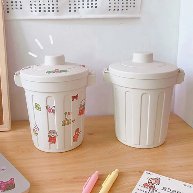 Ins Desktop Small Trash Bin Waste Bin Bedroom Home Cute Trash Can With Lid Mini - Waste Bins ...