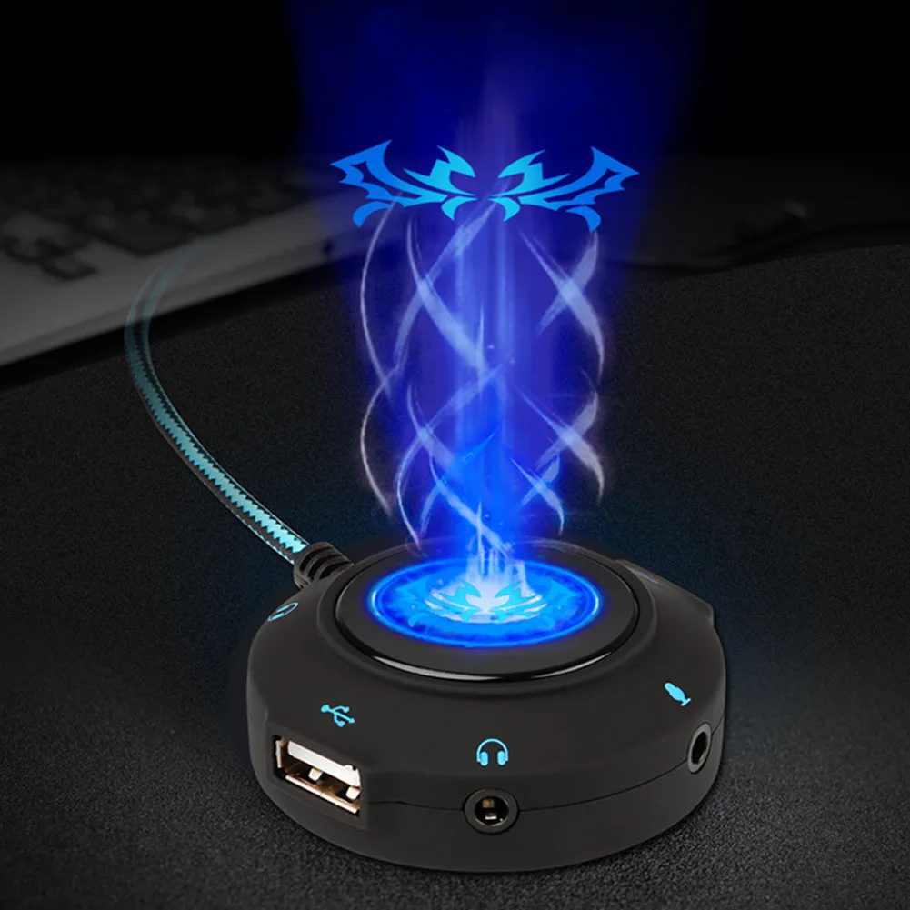 Мульти интерфейс аудио адаптер с подсветкой ПК USB кабель ноутбук Стерео внешняя шумоподавление звуковая карта