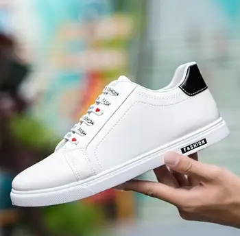 

Men sport Shoes Spring Autumn man Leather Flat Shoes Lace-up Low Top White Male chunky Sneakers tenis masculino adulto Shoes