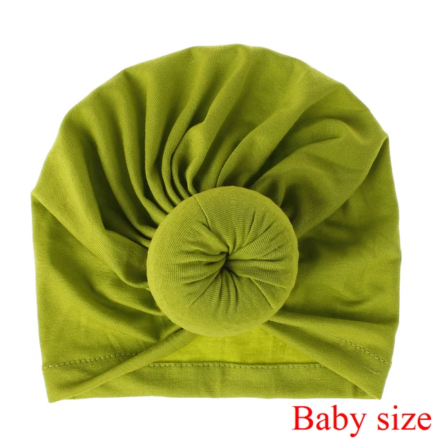 Fashion Mommy and Baby Cotton Round Ball Flower Hat Women Caps Girls Newborn Turban Knot Kids Adult Headwear Hair Accessories 5baby size