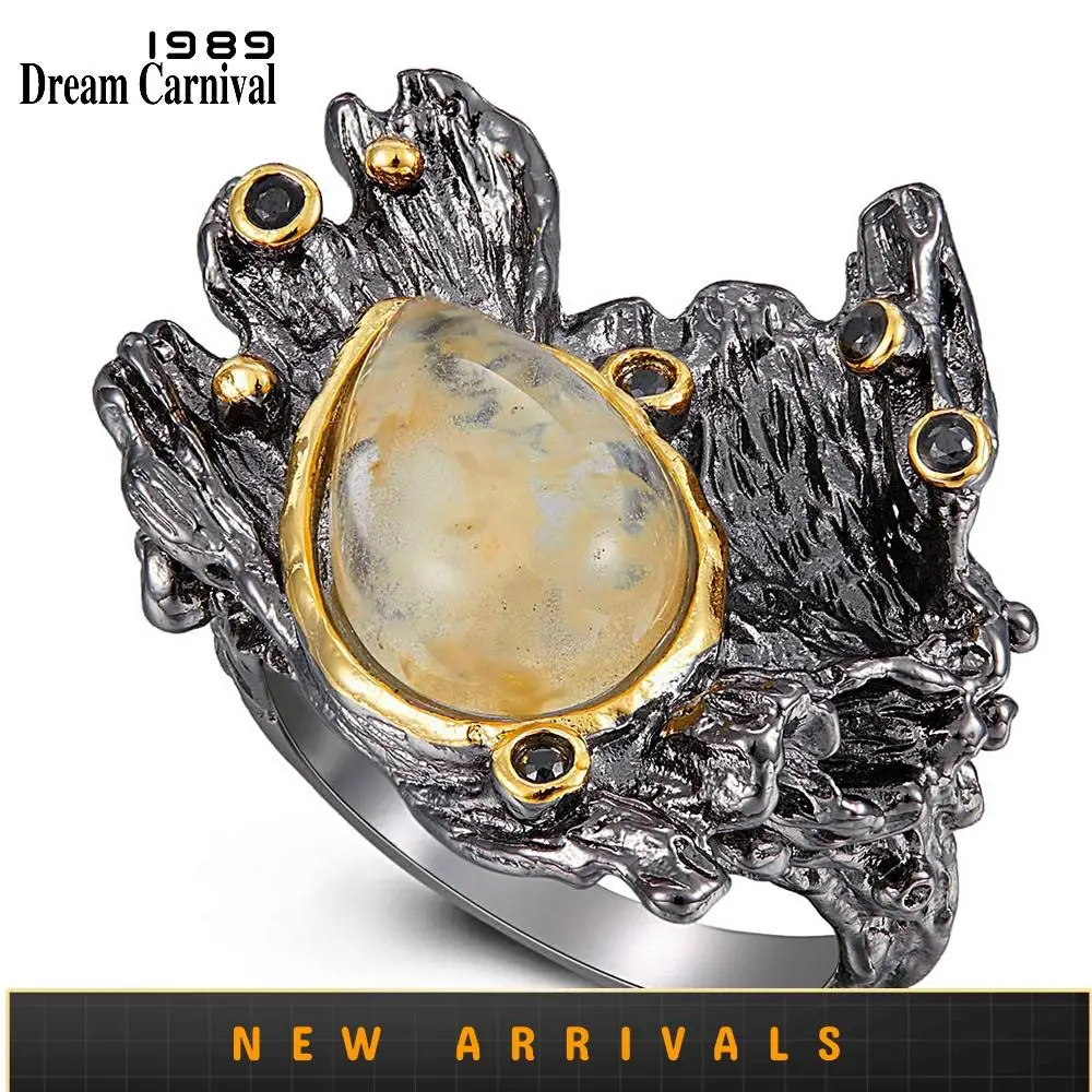 DreamCarnival1989 удивительные женские кольца из грубого камня обручальное кольцо сильный характер водяная Дыня Циркон пистолет цвет WA11787