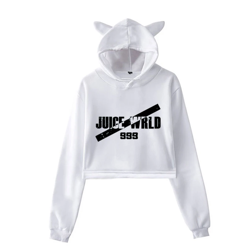 Juice Wrld Kawaii/Модная уличная одежда; женские свитшоты Харадзюку; короткие толстовки с капюшоном для девочек-подростков; милый пуловер с капюшоном - Цвет: 902-mx-1217-3(2)