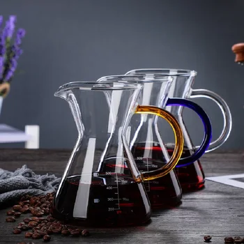 

Hand Punch Glass Coffee Pots Heat-resistant Sharing Pot with Filter Heat-resistant Teapot Transparent Kettle Cafe Bar Coffeeware