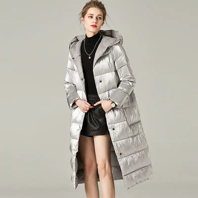 Advanced Space Silver Thicken Down Jacket Women S 2020 Winter Fashion Straight Europe Long Knee Length Loose Hoodie Thick Coat Aliexpress