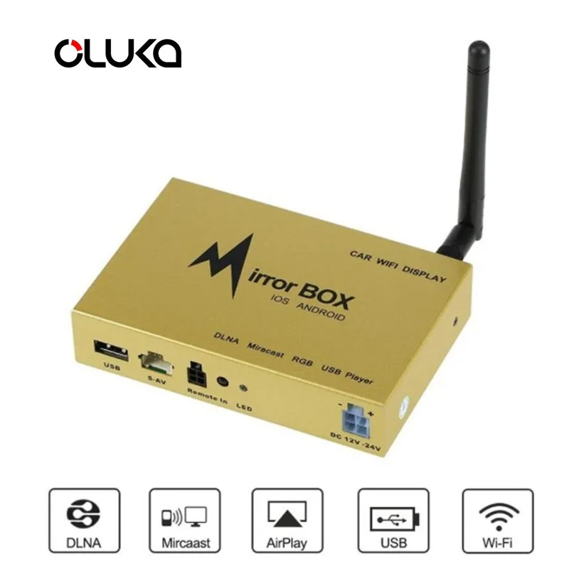 

Car Wifi 5G Mirror Box for Android iOS Mobile Phone Navigation to LCD Monitors Universal A/V Mirror Link Converter One Antenna