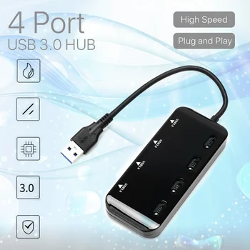 

USB 3.0 HUB Splitter Extender 4 Port USB Data Hub with Individual Switch LED Light QJY99