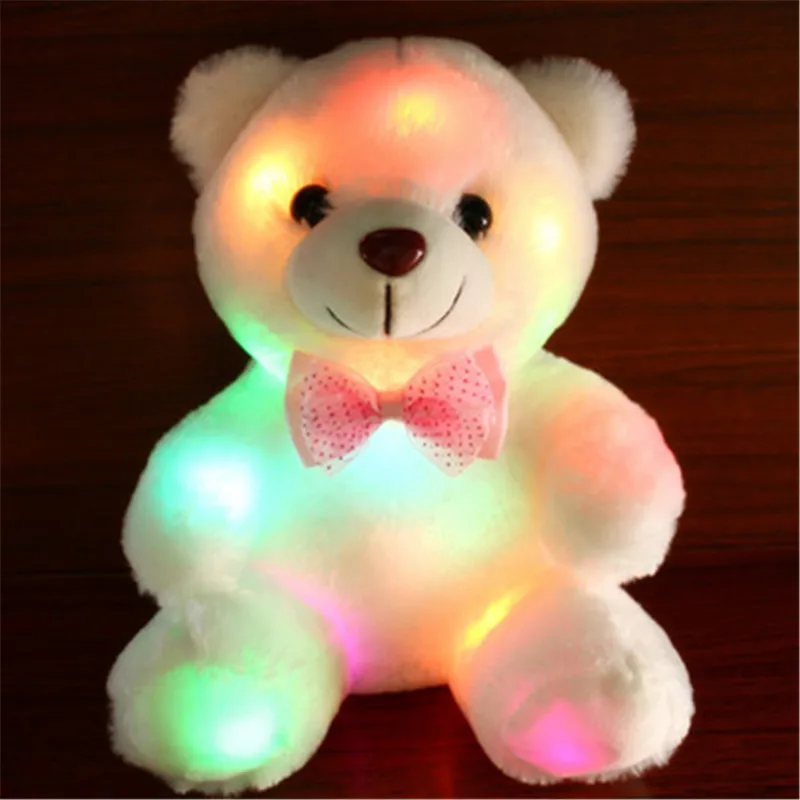 Plush Toy 22CM Colorful Glowing Luminous Stuffed Bear Christmas Gift for Kids