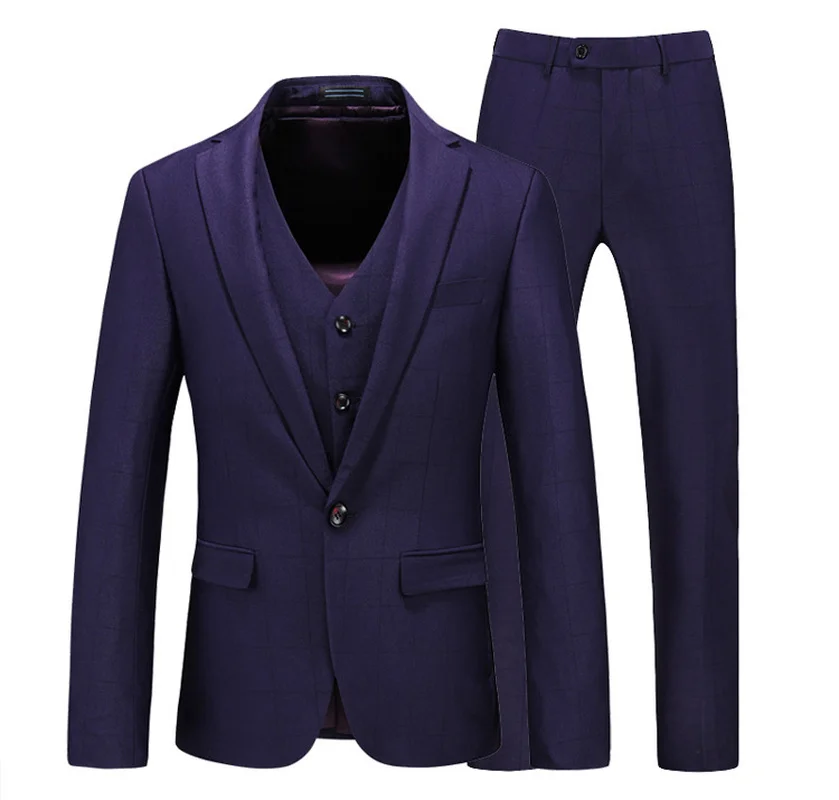 

Setwell Male 3 Pieces Mens Suits Slim Fit Single Breasted Men Wedding Suits Custom Wedding Tuxedo Suit Sets (vest+pant+blazer)