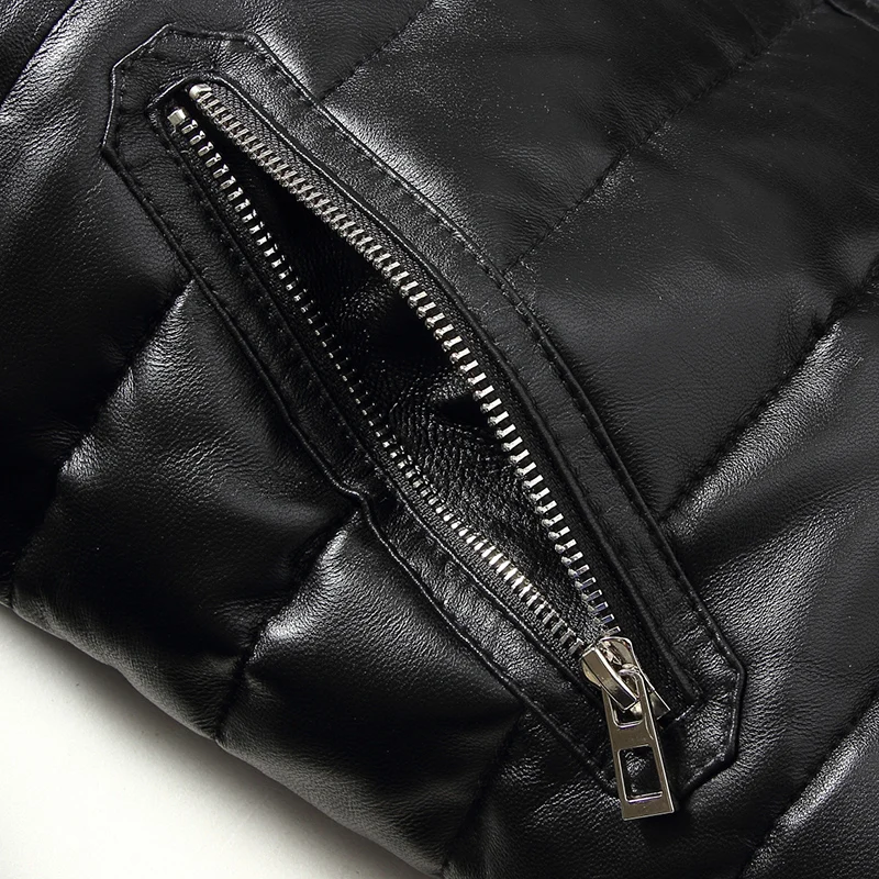 Пуховик мужской из натуральной кожи короткая приталенная куртка овчины с