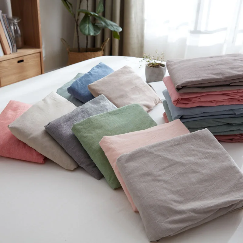 

Pure Cotton Washed Cotton Fitted Bed Sheet One-Piece Solid Color Double Linen Bare Sleeping Cotton Plain Color Single Person Fit
