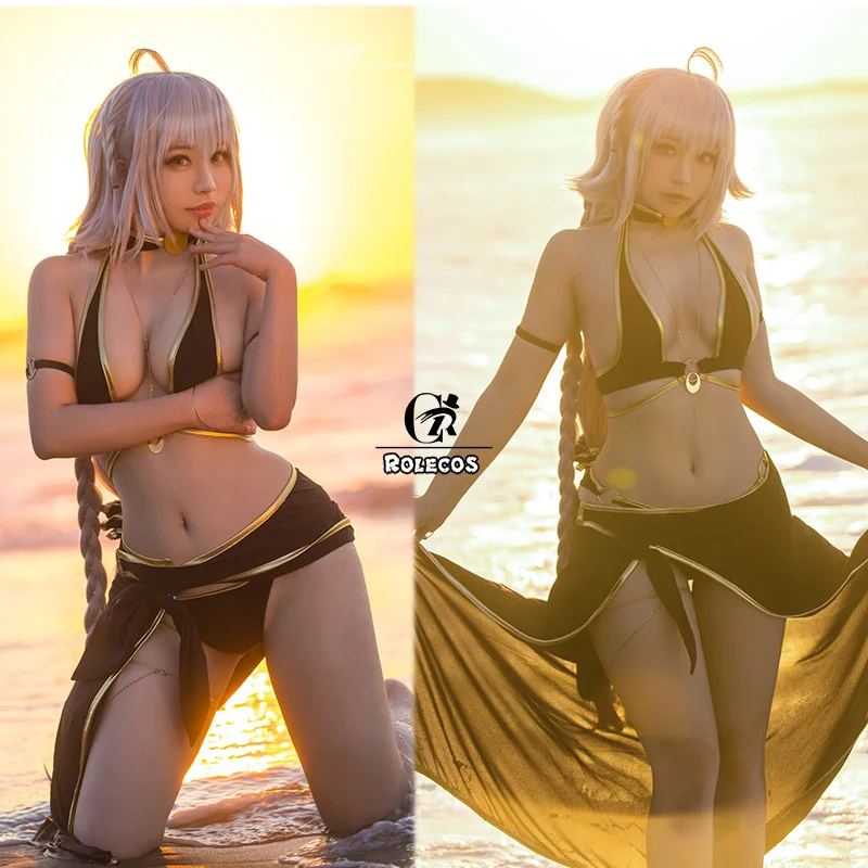 ROLECOS игра Fate Joan of Arc Косплей Костюм Жанна д 'Арк сексуальный бикини черный купальник Хэллоуин для женщин Fate Grand Order купальник