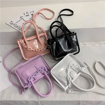 

2Pcs/set Summer Transparent Bags for Women Composite Clear Bag Women's Handbags Casual Beach Travel Shoulder Crossbody Mini Flap