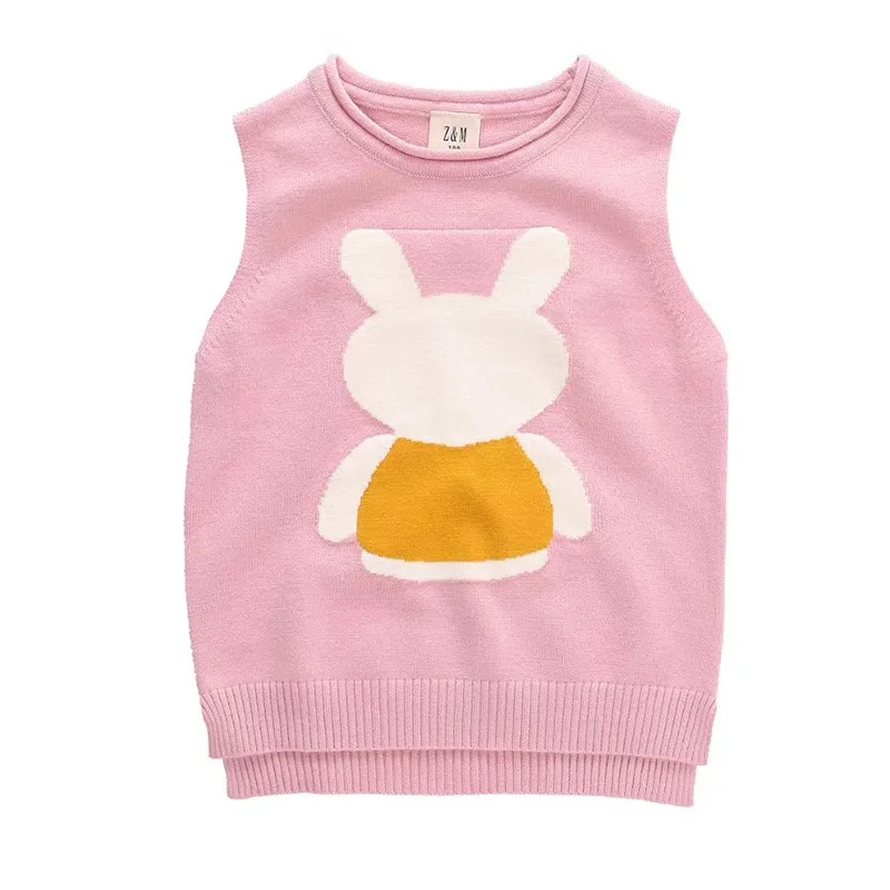 Детская одежда Детский свитер мультфильм кролик ядро-крученый пуловер из пряжи без рукавов Вязанный жилет