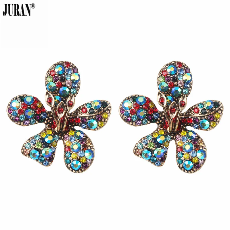 JURAN красочный цветок большой бренд дизайн Роскошная подвеска в форме звезды хрустальные серьги гвоздики драгоценные яркие серьги украшения