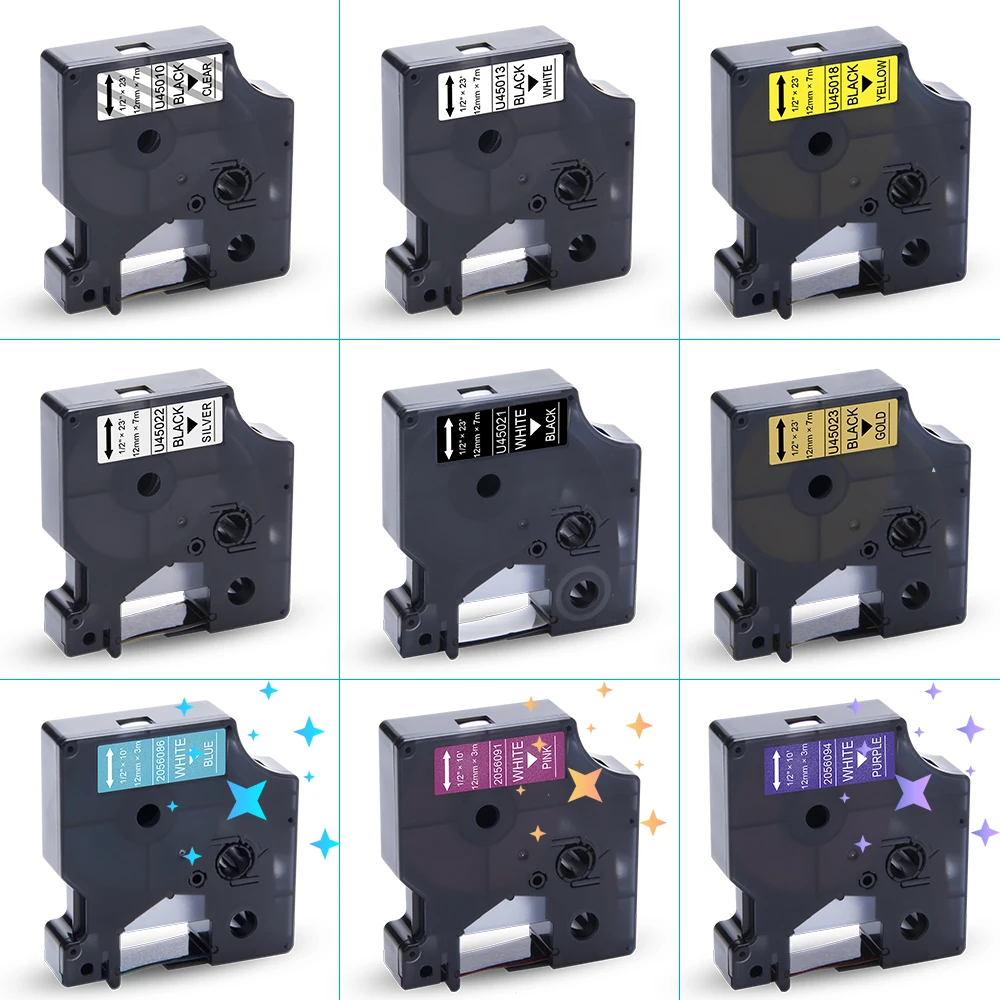 Лента для этикеток UniPlus совместимая с Dymo 45013 d1 LM210D LM420P LM360D 12 мм * 7 м|Ленты принтеров|