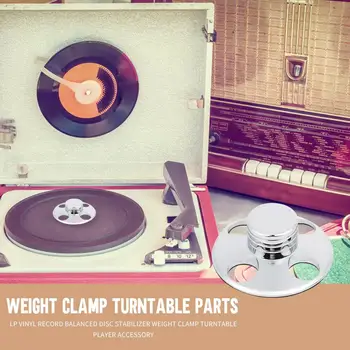 

Sliver Aluminum Alloy Vinyl Record Player Phonograph Turntable Clamp Hollowed Vinyl Record Player Damping Disc Stabilizer