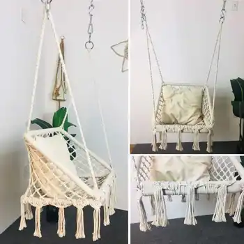 

Nordic Hammock Chair Outdoor Indoor Dormitory Bedroom Yard For Child Adult Swinging Hanging Single Rope Safety Chair Hammock