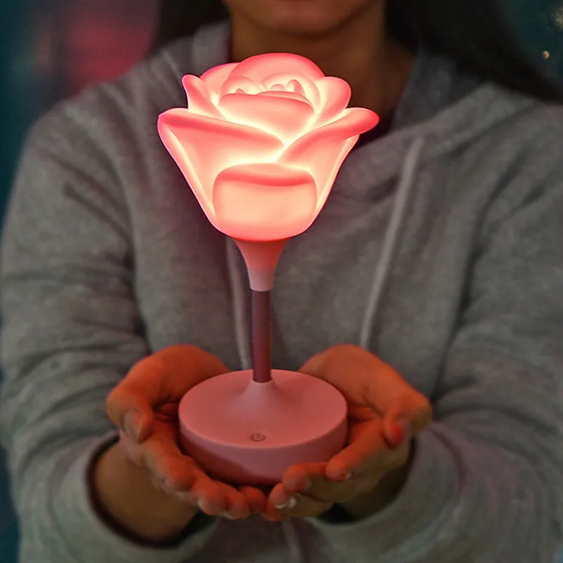 Промо-акция! ClickDimmable светодиодный ночной Светильник лампы кремния с цветочным принтом или принтом роз для детские, для малышей Дети подарок прикроватная Спальня Гостиная Decora