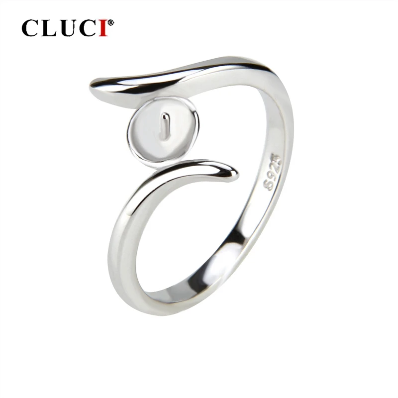 

CLUCI Silver 925 Fashion Rings for Women Jewelry Real 925 Sterling Silver Symmetrical Twisted Design Pearl Ring Mounting