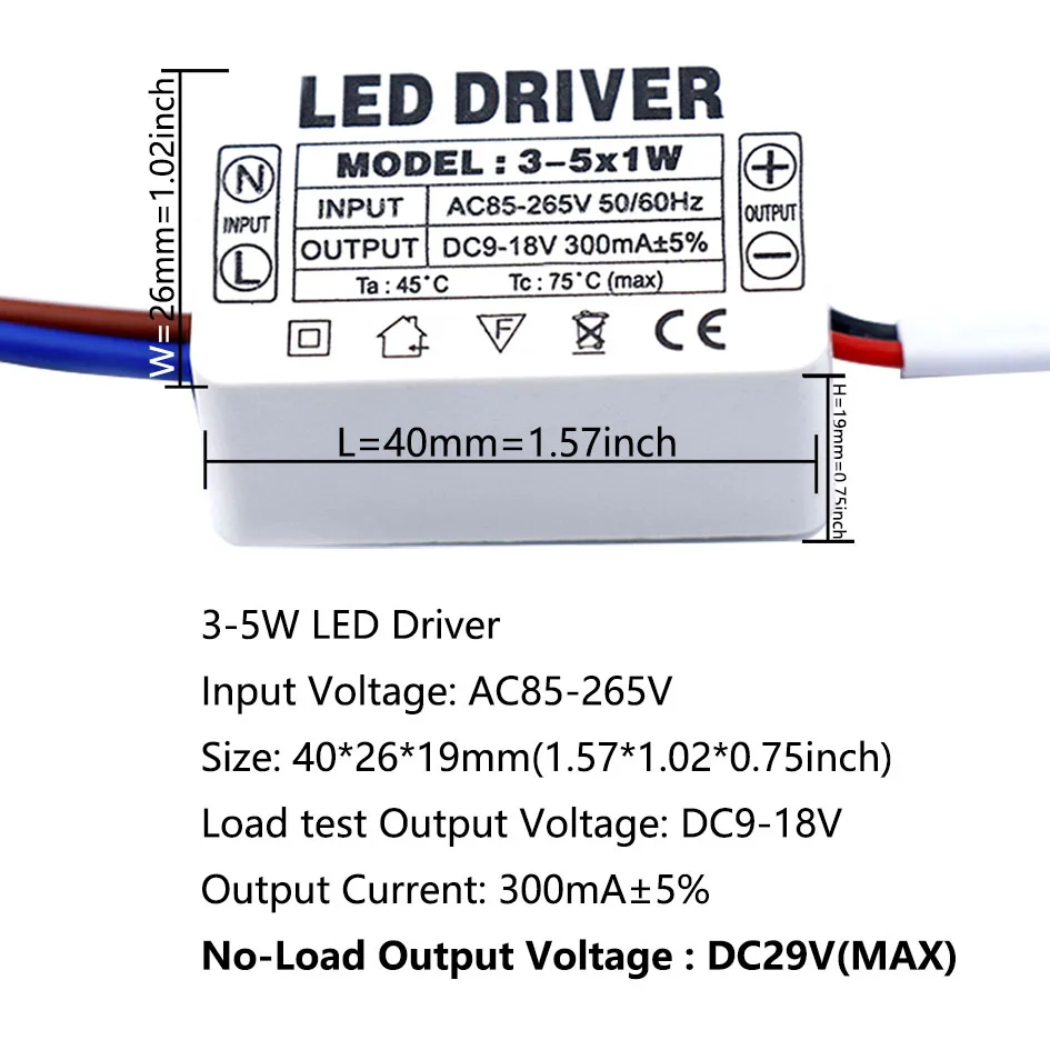 LED-Treiber 300mA 1-3W 3-5W 4-7W 8-12W 12-18W 18-25W 25-36W LED-Netzteil 350mA AC90-265V Beleuchtungstransformatoren für LEDs – Detail 2