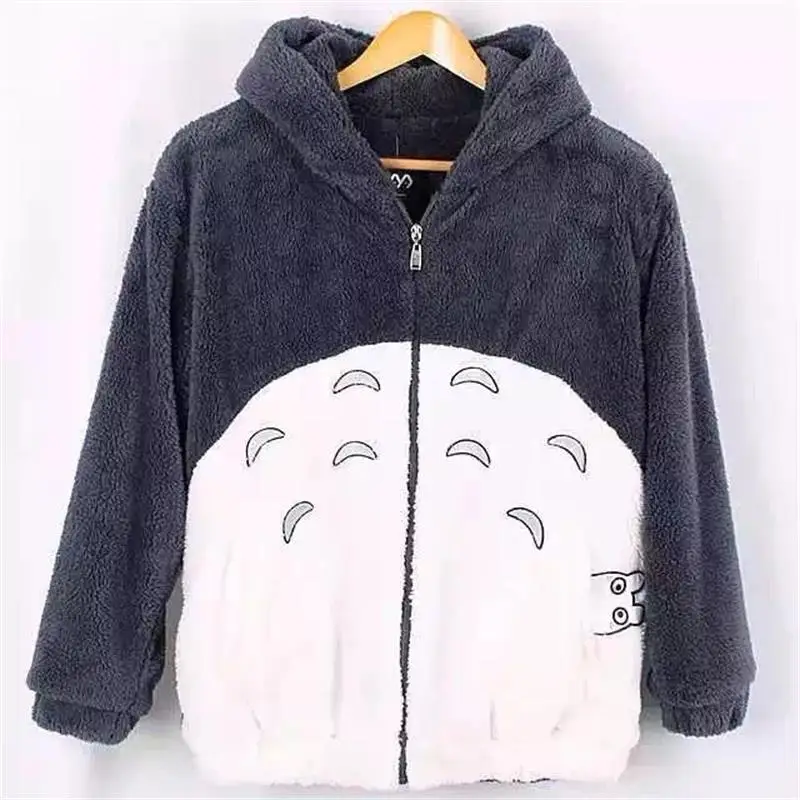 

New Harajuku Totoro Kawaii Hoodie Sweatshirt My Neighbor Coat Cosplay Fleece Overcoat With Ears Harajuku Cute Jackets Christmas