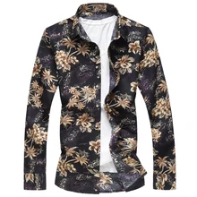 Осенне-весенняя одежда, мужская рубашка с длинным рукавом, блуза большого размера M-5XL 6XL 7XL, гавайская пляжная Повседневная рубашка с цветочным принтом для мужчин