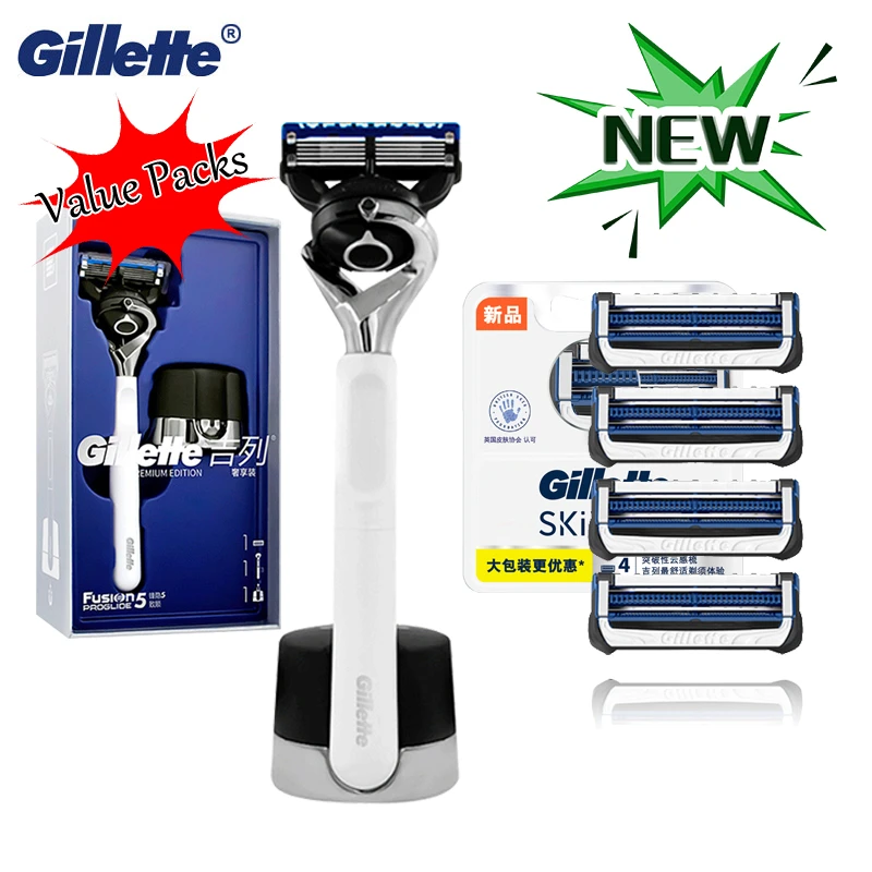 Gillette Fusion 5Layers Skin Sensitive Men Chrome & Razor Stand Limited
