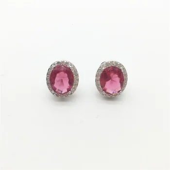 

Aisure CZ Jewelry Fashion Ladies Oval Rose Crystal Stone Big Korean Earrings For Women Daily Dress
