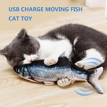 

Moving Fish Toys for Cats Chewing Playing Cat Electronic USB Charger Toy Interactive Moving Fish Wagging Toy