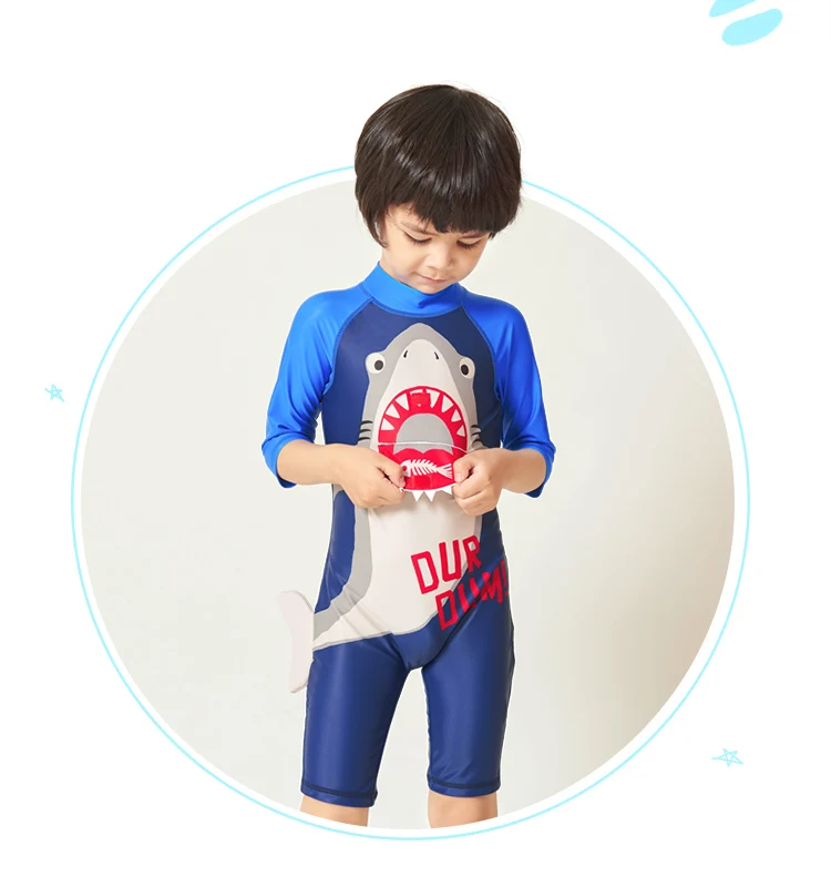 Julysand Boys  Swimwear Handsomne One Piece Swimsuit Kids Shark Cartoon Printed UPF 50+  High-end Bathing Suit for Boy