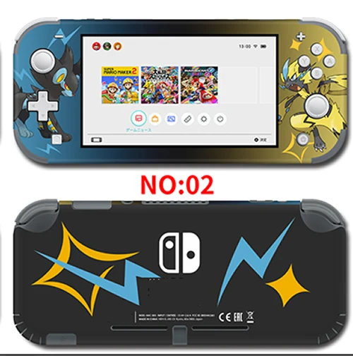 Защитная крышка наклейка виниловая кожа Наклейка для nintendo switch lite консоль Pokeball/SUPER MARIO/Zeld стикер - Цвет: 02Skins