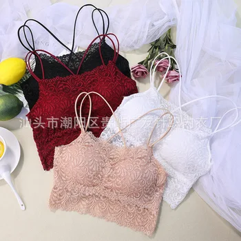 

Lace Tube Top Sexy Lace Wrap-around Women's Summer Anti-Exposure Beauty Back Deconstructable Chest Pad Underwear Camisole Tube