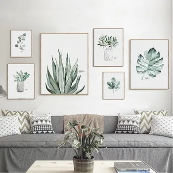 

Watercolour Plants Leaf Poster Canvas Painting Nordic Style Print Scandinavian Wall Art Decoration Picture Minimalist Home Decor