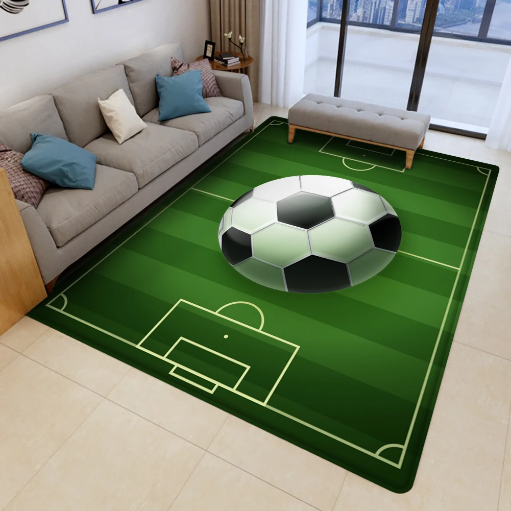 Soccer Ball Green Flannel Mat Soft Bedroom Football Field Kid Play Anti-Slip Rug Carpets For Living Room Home Decoration Tapis | Дом и сад