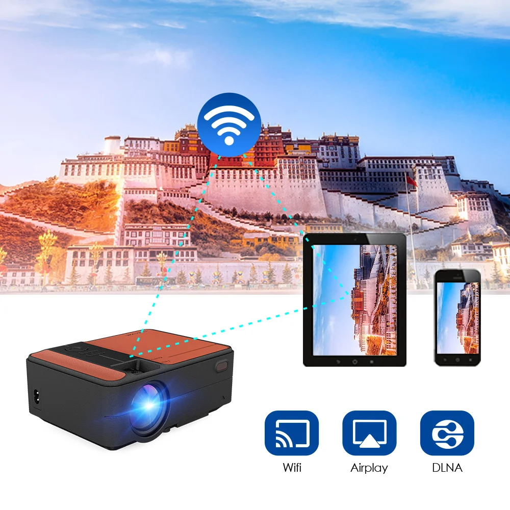 HD мини проектор оригинальный 1280x720P светодиодный Android 6 0 Wi Fi для домашнего