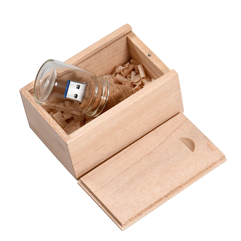 JASTER, Новое поступление, сумка-мессенджер, бутылка usb 2,0, карта памяти, стеклянная бутылка, usb флеш-накопители, деревянная пробковая флешка, 16 ГБ, 32 ГБ, 64 ГБ - Цвет: With box