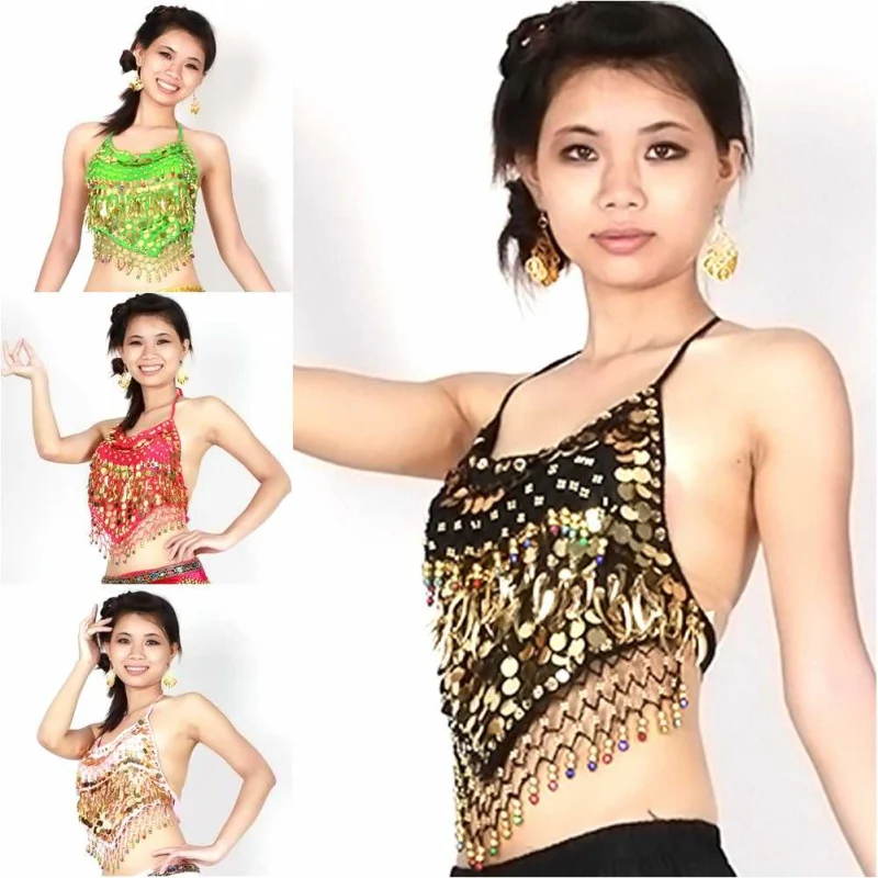 

New High Quality Women Ruffle Wrap Top Belly Dance Gypsy Indian Costume Tribal Club Dress!