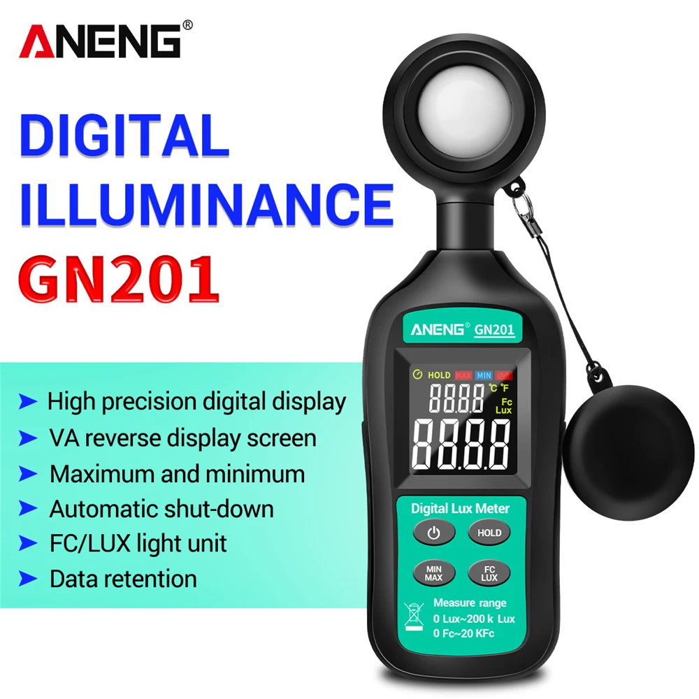 ANENG GN201 Luxmeter цифровой светильник измеритель 200K Lux фотометр УФ радиометр ручной