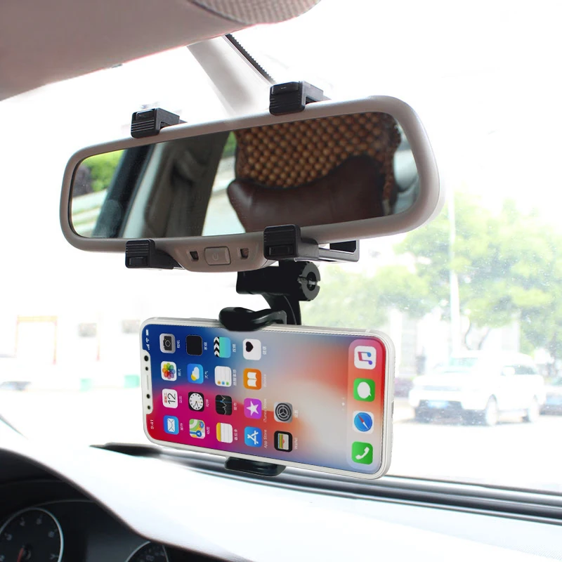 Автомобильный держатель для телефона Univerola, Автомобильное зеркало заднего вида, крепление для мобильного телефона на 360 градусов для iPhone, samsung, gps, подставка для смартфона, обновленная