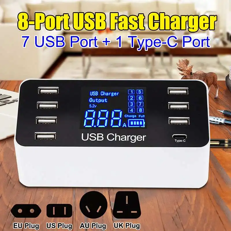 

Quick Charge 4.0 Smart USB Type C Charger Station Led Display fast charger Phone charger Tablet USB Charger For iPhone/Samsung