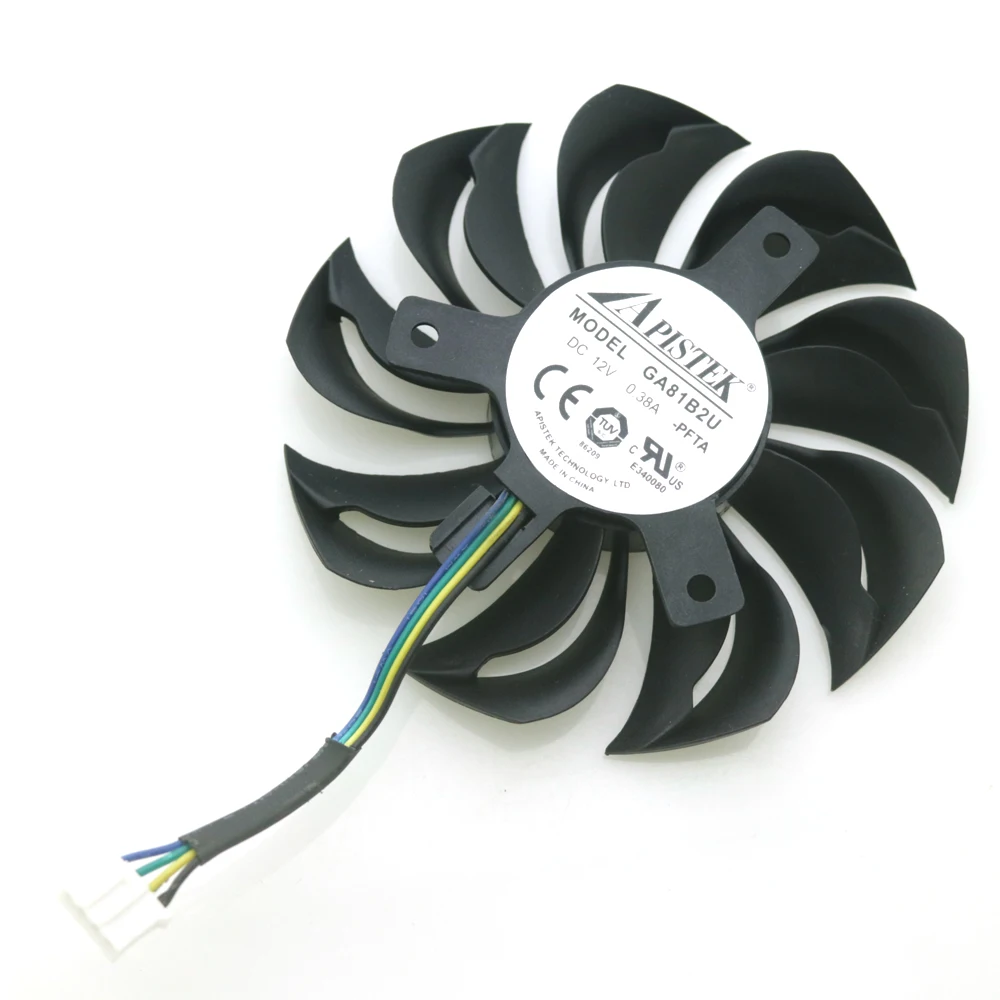 Ventoinha Vga Ga81b2u-pfta 12v 0.38a 4pin 75 mm 40*40*40 mm para Calendário Placa Gráfica Cooler Ventiladores e resfriadores - Imagem 4