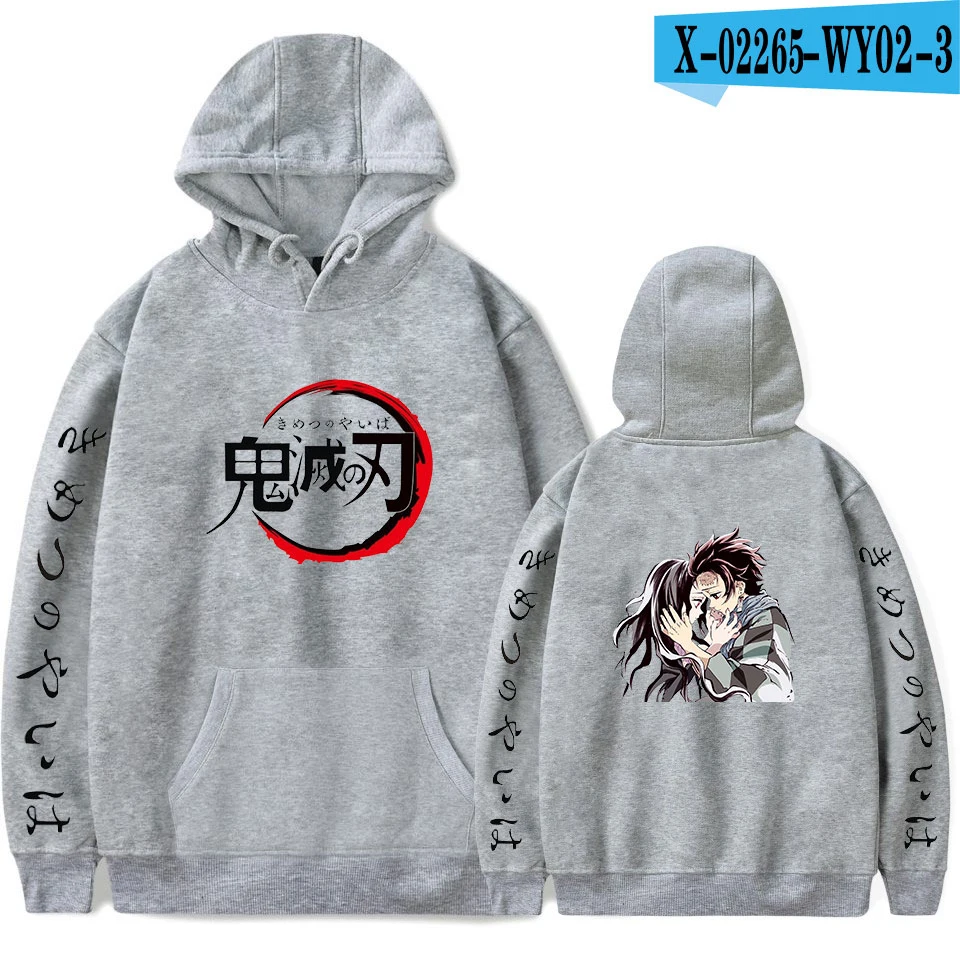 gray Demon Slayer: Kimetsu no Yaiba пуловер худи с принтом для мужчин/женщин Зимняя Модная Повседневная Популярная мягкая толстовка с капюшоном Лидер продаж - Цвет: gray