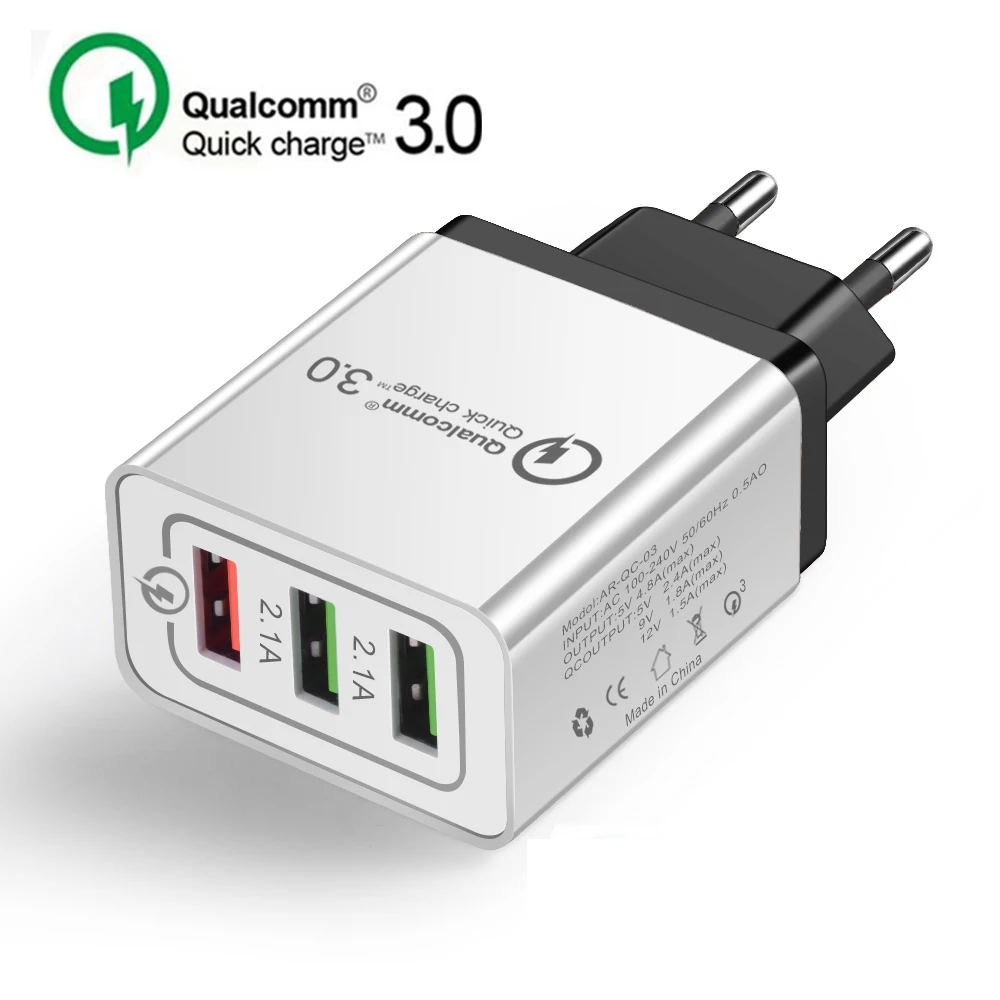 Quick charge 3,0 универсальное 18 Вт USB 5 В 3A для iPhone XS XR EU US Plug быстрое зарядное устройство для телефона Samsug s8 s9 Xiaomi Mi9