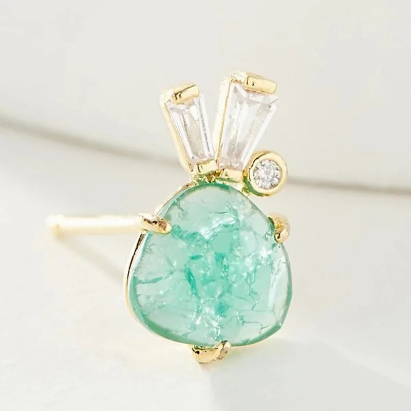 Hypoallergenic Delicate Blue Crystal Natural Stone Mini Stud Earrings for Women | Украшения и аксессуары